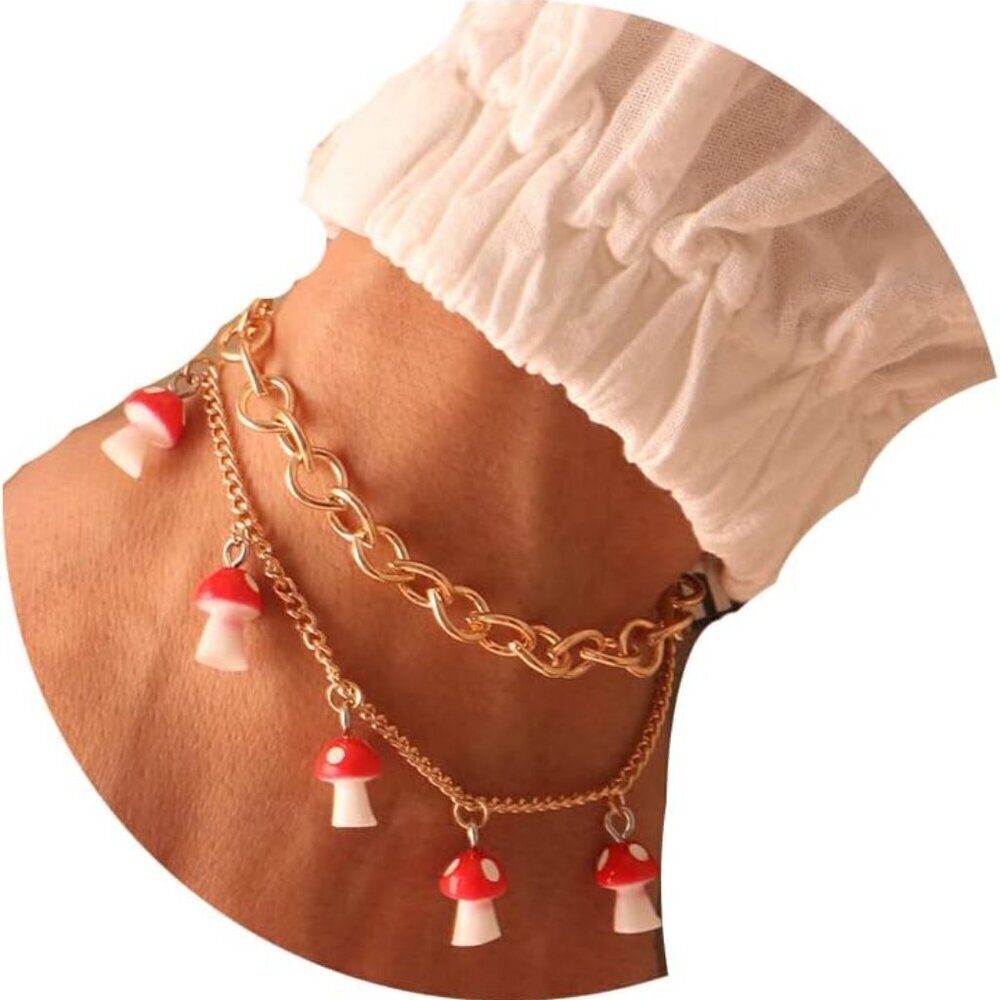 Double Layer Mushroom Bracelet Alloy Adjustable Chain Jewelry for Women